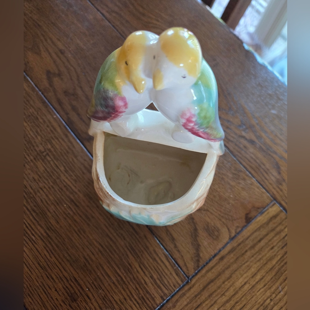 Vintage 50's Morton Pottery Lovebirds Wall Pocket Planter - Picture 9 of 10